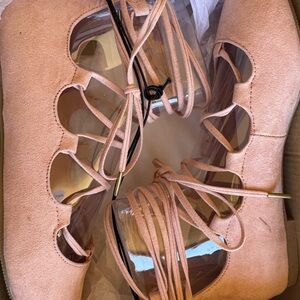 Forever 21 Peach Lace-Up Flats